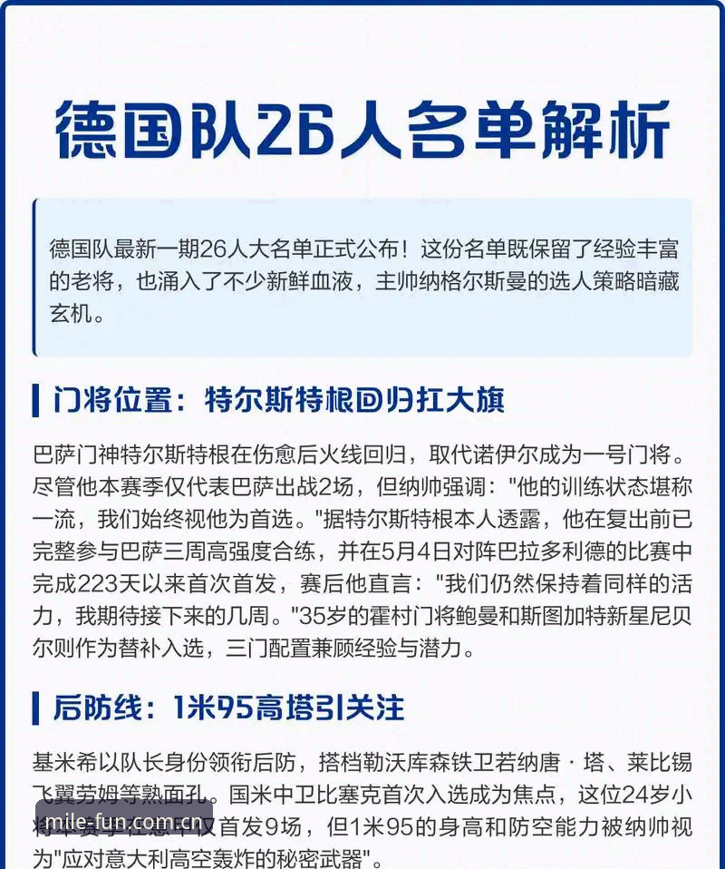 米乐下载 德国队世界杯名单全面解析:40岁诺伊尔回归背后的战术博弈与创新启示